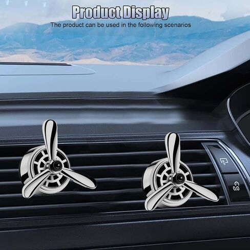 Car Air Freshener Outlet Clip, Stylish Propeller Dashboard Air Vent Trim Clips, Air-Driven Fragrance Diffuser, Creative Automotive Interior Decoration Accessories for Women Men (Black, 2PCS) in Saudi Arabia