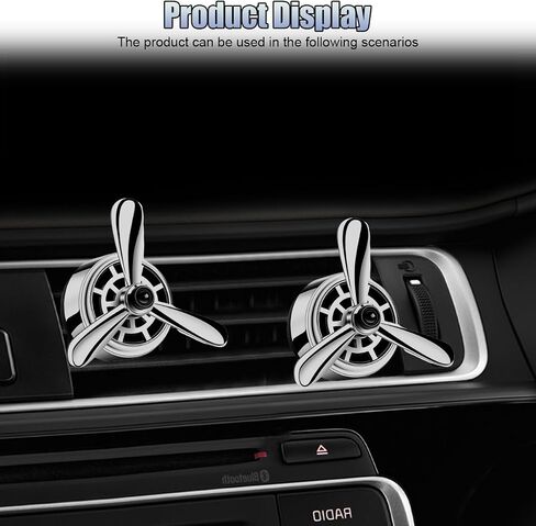 Car Air Freshener Outlet Clip, Stylish Propeller Dashboard Air Vent Trim Clips, Air-Driven Fragrance Diffuser, Creative Automotive Interior Decoration Accessories for Women Men (Black, 2PCS) in Saudi Arabia