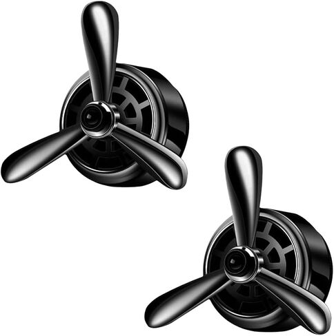 Car Air Freshener Outlet Clip, Stylish Propeller Dashboard Air Vent Trim Clips, Air-Driven Fragrance Diffuser, Creative Automotive Interior Decoration Accessories for Women Men (Black, 2PCS) in Saudi Arabia
