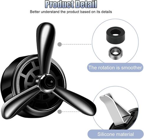 Car Air Freshener Outlet Clip, Stylish Propeller Dashboard Air Vent Trim Clips, Air-Driven Fragrance Diffuser, Creative Automotive Interior Decoration Accessories for Women Men (Black, 2PCS) in Saudi Arabia