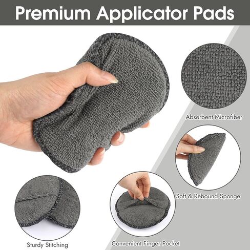 10 Pack Wax Applicator Pads, Microfiber Applicator Pad with Finger Pocket, Foam Car Wax Applicator Pad for Car Cleaning and Polishing (Yellow) in Kuwait