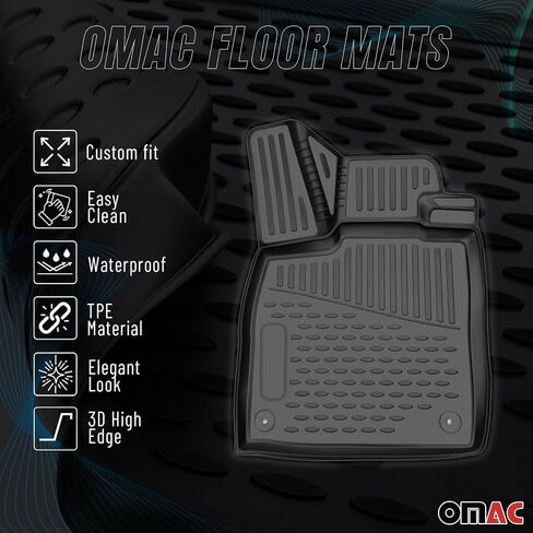 حصيرة أرضية Omac لـ Lexus ES 350 2007-2012 Car Car All Weather 3D Fit Fit Rubber Mat Haterpless Roofless Tpe Liners Laser Laser Non-Slip (Black) in Kuwait