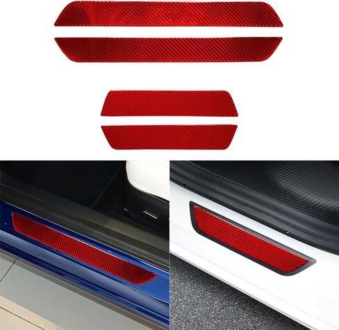 NVCNX Real Carbon Fiber Compatible with Tesla Model Y 2020-2024 / Model 3 2017-2023 2018 2019 2020 2021 2022 Car Window Lift Switch Button Cover Stickers Decal Interior Trim Accessories Red Updated in Saudi Arabia