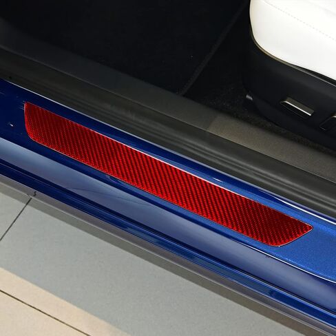 NVCNX Real Carbon Fiber Compatible with Tesla Model Y 2020-2024 / Model 3 2017-2023 2018 2019 2020 2021 2022 Car Window Lift Switch Button Cover Stickers Decal Interior Trim Accessories Red Updated in Saudi Arabia