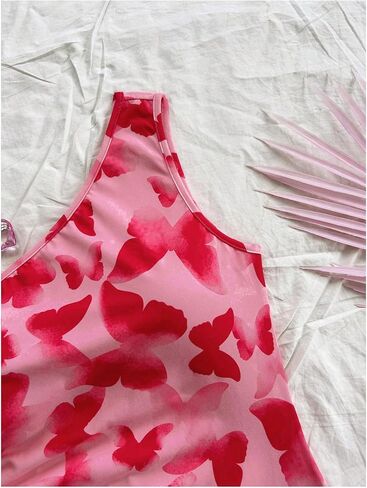 Floerns Women's One Shoulder Boho Floral Print Sleeveless Ruched Side Bodycon Mini Short Dress in Kuwait