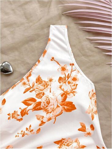 Floerns Women's One Shoulder Boho Floral Print Sleeveless Ruched Side Bodycon Mini Short Dress in Kuwait
