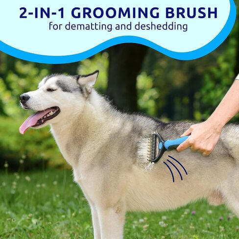 Pat Your Pet Deshedding Brush - Double-Sided Undercoat Rake for Dogs & Cats - Shedding Comb and Dematting Tool for Grooming, Extra Wide in Saudi Arabia