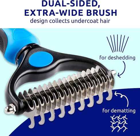 Pat Your Pet Deshedding Brush - Double-Sided Undercoat Rake for Dogs & Cats - Shedding Comb and Dematting Tool for Grooming, Extra Wide in Saudi Arabia