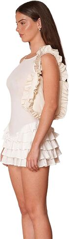 Women's Summer Frill Rank Dress Sleeveless Bodycon Tiered Ruched Dress Skim Hem Dress in Kuwait