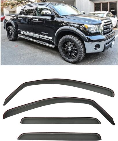 Replacement for 2007-2021 Toyota Tundra Crew Max | EOS Visors in-Channel Style Smoke Tinted Side Window Vents Rain Guard Deflectors in Saudi Arabia