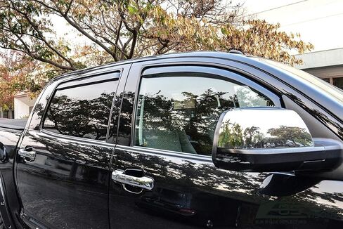 Replacement for 2007-2021 Toyota Tundra Crew Max | EOS Visors in-Channel Style Smoke Tinted Side Window Vents Rain Guard Deflectors in Saudi Arabia
