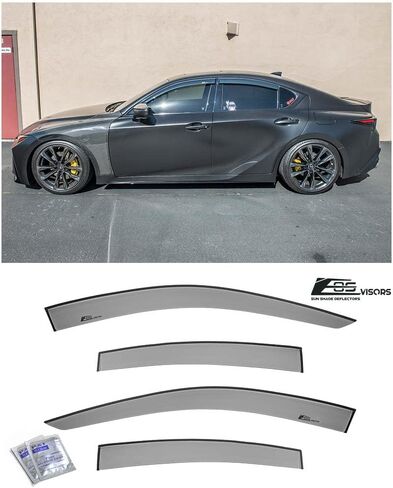 استبدال لكزس 2021-لكزس IS300 IS350 IS500 | EOS Visors JDM Tape-on Style Smoke Side Side Side Deplectors Main Rain Guard DWV-V150 in Saudi Arabia