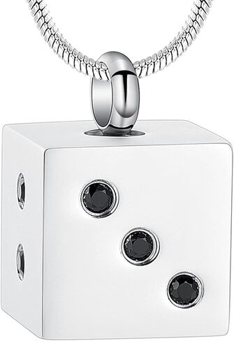 Hearbeingt Stainless Steel Cremation Jewelry for Ashes, Dice Memorial Urn Necklace for Men, Keepsake Pendant in Saudi Arabia