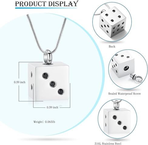 Hearbeingt Stainless Steel Cremation Jewelry for Ashes, Dice Memorial Urn Necklace for Men, Keepsake Pendant in Saudi Arabia