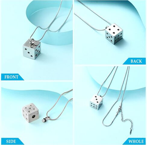 Hearbeingt Stainless Steel Cremation Jewelry for Ashes, Dice Memorial Urn Necklace for Men, Keepsake Pendant in Saudi Arabia