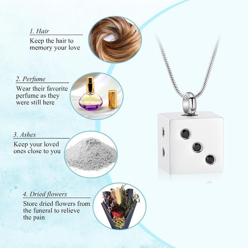 Hearbeingt Stainless Steel Cremation Jewelry for Ashes, Dice Memorial Urn Necklace for Men, Keepsake Pendant in Saudi Arabia
