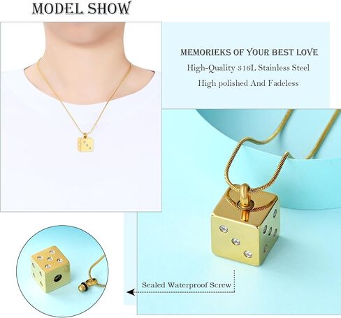 Hearbeingt Stainless Steel Cremation Jewelry for Ashes, Dice Memorial Urn Necklace for Men, Keepsake Pendant in Saudi Arabia