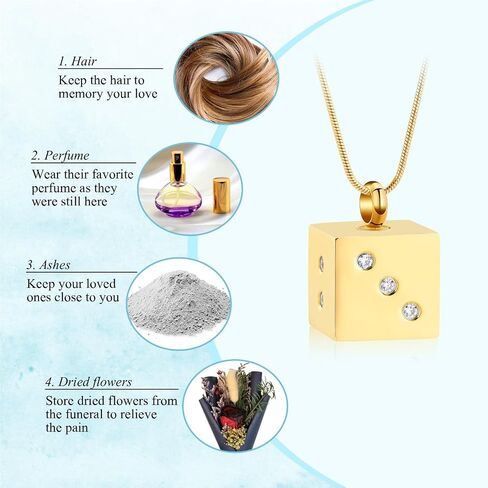Hearbeingt Stainless Steel Cremation Jewelry for Ashes, Dice Memorial Urn Necklace for Men, Keepsake Pendant in Saudi Arabia