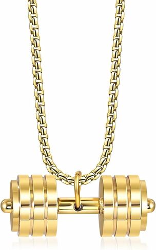Dumbbell Pendant Necklace Fitness Gym Barbell Necklace Stainless Steel Sport Jewelry for Men in Saudi Arabia