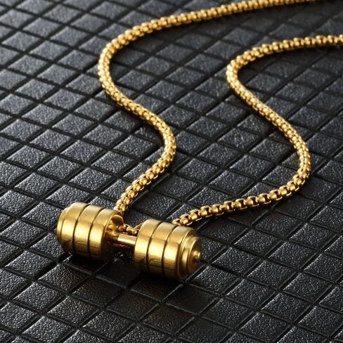 Dumbbell Pendant Necklace Fitness Gym Barbell Necklace Stainless Steel Sport Jewelry for Men in Saudi Arabia