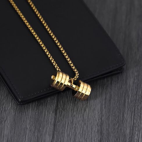 Dumbbell Pendant Necklace Fitness Gym Barbell Necklace Stainless Steel Sport Jewelry for Men in Saudi Arabia