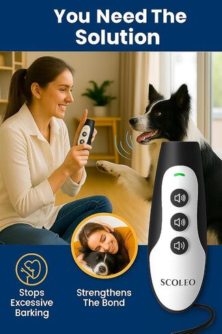 Anti Barking Device for Dogs - Barks No More with ultrasonic Dog bark Deterrent, VF Technology Dog Behavior Correction Device, Triple Modes Dog Trainer Sound (White & Black) in Saudi Arabia
