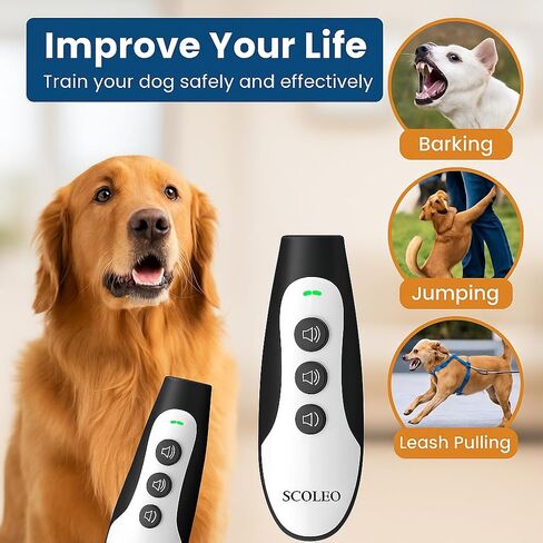 Anti Barking Device for Dogs - Barks No More with ultrasonic Dog bark Deterrent, VF Technology Dog Behavior Correction Device, Triple Modes Dog Trainer Sound (White & Black) in Saudi Arabia