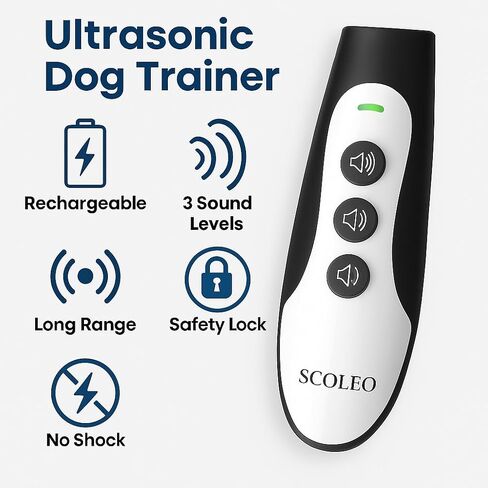 Anti Barking Device for Dogs - Barks No More with ultrasonic Dog bark Deterrent, VF Technology Dog Behavior Correction Device, Triple Modes Dog Trainer Sound (White & Black) in Saudi Arabia