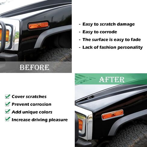 PIUGILH Side Marker Turn Signal Light Cover Compatible with Hummer H2 2003-2009, Stainless Steel Turn Signal Light Cover Exterior Car Accessories, 4Pcs in Saudi Arabia