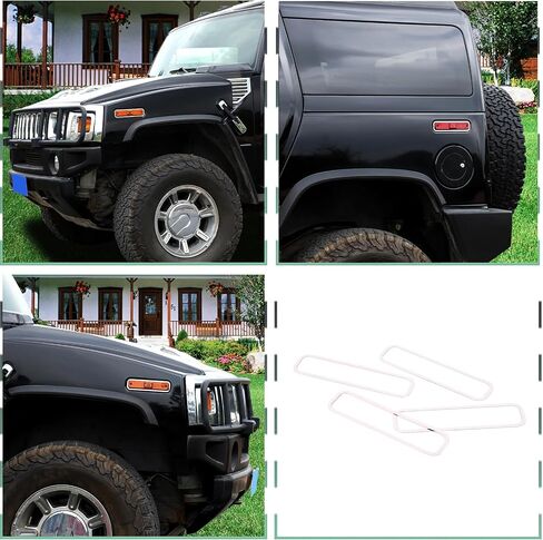 PIUGILH Side Marker Turn Signal Light Cover Compatible with Hummer H2 2003-2009, Stainless Steel Turn Signal Light Cover Exterior Car Accessories, 4Pcs in Saudi Arabia