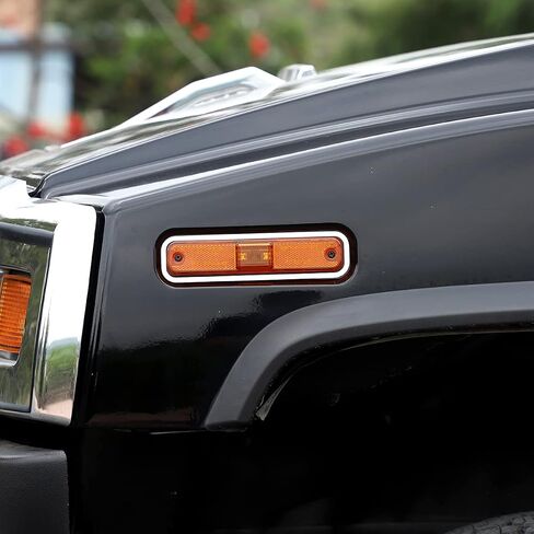 PIUGILH Side Marker Turn Signal Light Cover Compatible with Hummer H2 2003-2009, Stainless Steel Turn Signal Light Cover Exterior Car Accessories, 4Pcs in Saudi Arabia