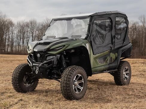 Superatv Vented الزجاج الأمامي الكامل متوافق مع 2021+ Yamaha Wolverine RMAX 2 / RMAX 4 | 1/4 "بولي كربونات | مواقف مغلقة بالكامل أو نصف مفتوحة أو مفتوحة بالكامل | يتضمن ختم لمبة مثبتة مسبقًا in Saudi Arabia