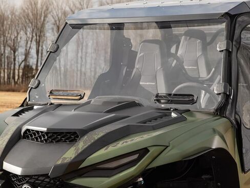 Superatv Vented الزجاج الأمامي الكامل متوافق مع 2021+ Yamaha Wolverine RMAX 2 / RMAX 4 | 1/4 "بولي كربونات | مواقف مغلقة بالكامل أو نصف مفتوحة أو مفتوحة بالكامل | يتضمن ختم لمبة مثبتة مسبقًا in Saudi Arabia