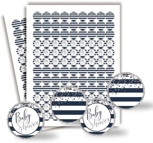 Blue & Silver Twinkle Little Star Boy Sprinkle Baby Shower Kiss Sticker Labels, 300-0.75" Circle Stickers for Chocolate Kisses by Amanda Creation, Great for Favors, Treats, Envelopes & Goodie Bags in Kuwait
