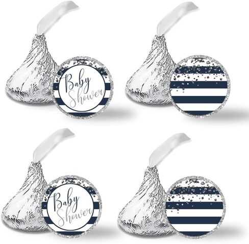 Blue & Silver Twinkle Little Star Boy Sprinkle Baby Shower Kiss Sticker Labels, 300-0.75" Circle Stickers for Chocolate Kisses by Amanda Creation, Great for Favors, Treats, Envelopes & Goodie Bags in Kuwait