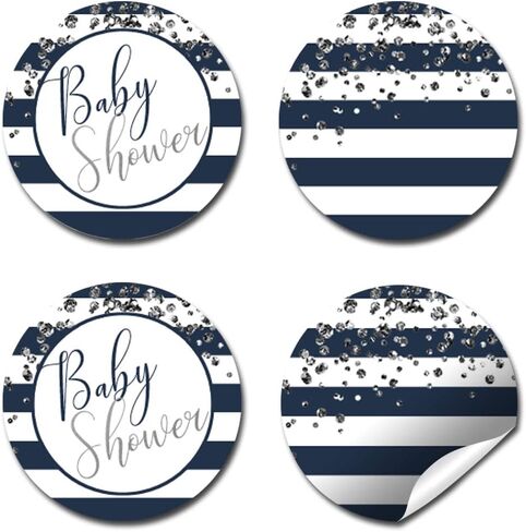 Blue & Silver Twinkle Little Star Boy Sprinkle Baby Shower Kiss Sticker Labels, 300-0.75" Circle Stickers for Chocolate Kisses by Amanda Creation, Great for Favors, Treats, Envelopes & Goodie Bags in Kuwait