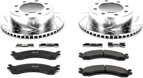Power Stop K2156 Front Z23 Carbon Fiber Brake Pads with Drilled & Slotted Brake Rotors Kit For Dodge Ram 2500 2000-2002, Dodge Ram 3500 2000-2002 [Model Specific] in Saudi Arabia