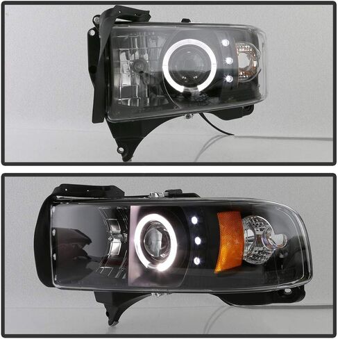 ACANII - For 1994-2001 Dodge Ram 1500 2500 3500 LED Halo Ring Black Housing Projector Headlights Headlamps Assembly in Saudi Arabia