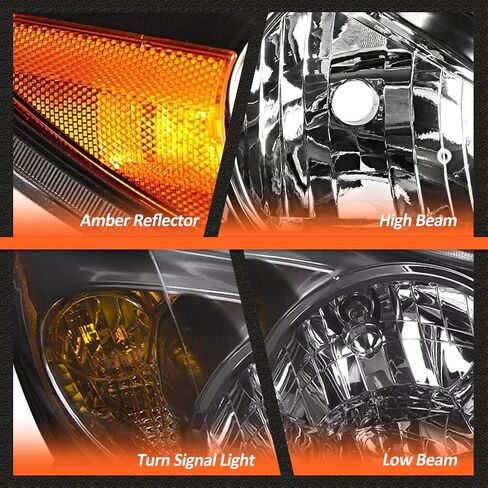 مجموعة الأمراض الأمامية لعام 2002 2003 2004 Toyota Camry LE/XLE HELDAMP BLACK HOUSICKENT AMBERENTER LENS CLEAR in Kuwait