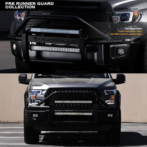 733469489337 متوافق مع 2003-2006 Chevy Silverado 1500/2007 Classic Steel Pre-Runner Grille Grille مع 32 "60x Cree LED Light Bar-Matte Black in Kuwait