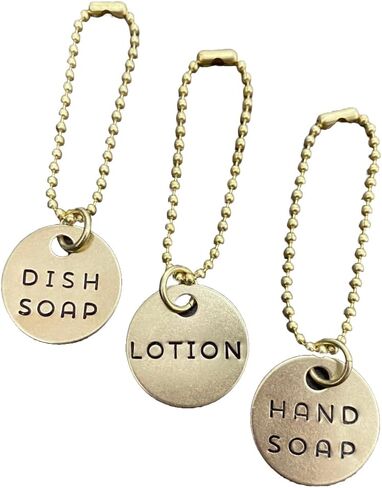 3 Piece Soap Dispenser Labels - Hand, Dish & Lotion Bottle Tag Set - Hand-Stamped Brass or Aluminum, Silver/Gold Color - Guest Bathroom & Kitchen Organization (Aluminum (Silver)) in Saudi Arabia