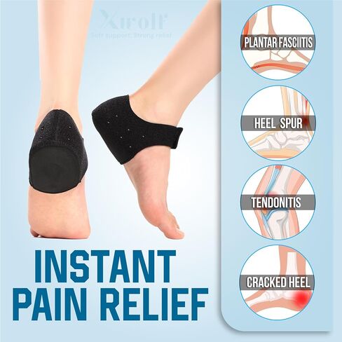 Plantar Fasciitis Heel Protectors, XWOLF Heel Cushion Cups for Heel Spur & Achilles Pain Relief, Cracked Heels Women and Men (Large W 8-10 / M 8-10) in Saudi Arabia