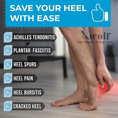Plantar Fasciitis Heel Protectors, XWOLF Heel Cushion Cups for Heel Spur & Achilles Pain Relief, Cracked Heels Women and Men (Large W 8-10 / M 8-10) in Saudi Arabia