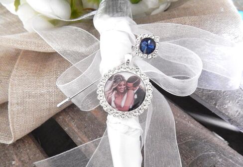 Bridal Bouquet Pin Bouquet Charm Something Blue Wedding Accessory Bridal Pin Bride Gift from Mom and Dad Wedding Jewelry Mother Father Daughter Gift Sapphire Flower Bouquet Pin(Today a Bride-Gold) in Saudi Arabia