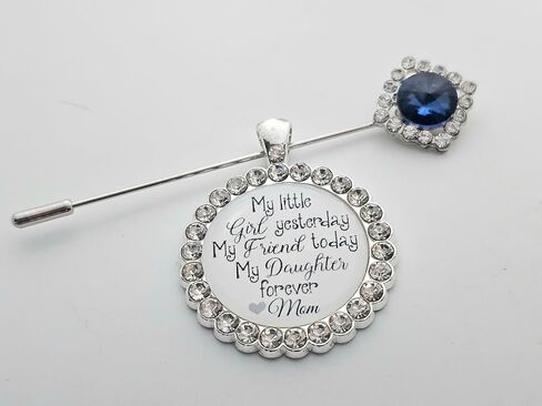 Bridal Bouquet Pin Bouquet Charm Something Blue Wedding Accessory Bridal Pin Bride Gift from Mom and Dad Wedding Jewelry Mother Father Daughter Gift Sapphire Flower Bouquet Pin(Today a Bride-Gold) in Saudi Arabia