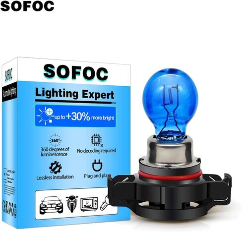 SOFOC-PSX24W 2504 أضواء ضباب السيارة مصابيح التشغيل أثناء النهار تغلغل قوي PG20-7 BASE BULB 12V 24W WHITE 2PCS in Kuwait