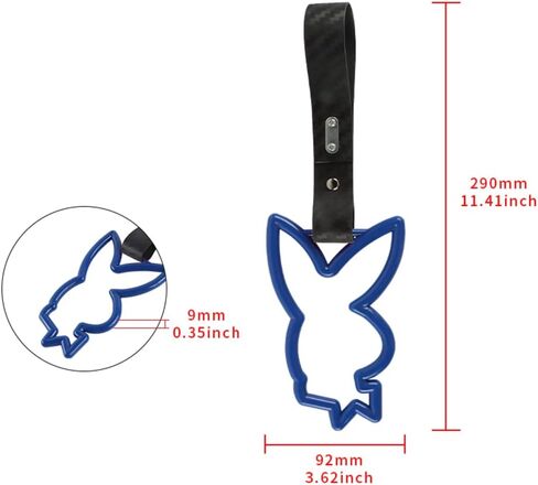 Q1-TECH, JDM Tsurikawa Ring Japanese Subway Train Bus Car Handle BUNNY Shaped Handle Hand Strap Rear Front Bumper Warning Rings Drift Charm Drift Bosozoku Car Accessory (Carbon/Carbon Strap) in Saudi Arabia
