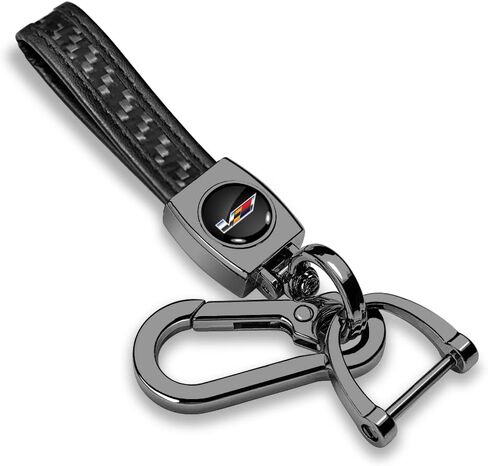 for Cadillac V Logo Real Black Carbon Fiber Strap Hook Key Chain Keychain, Official Licensed in Kuwait
