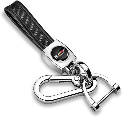 for Cadillac V Logo Real Black Carbon Fiber Strap Hook Key Chain Keychain, Official Licensed in Saudi Arabia