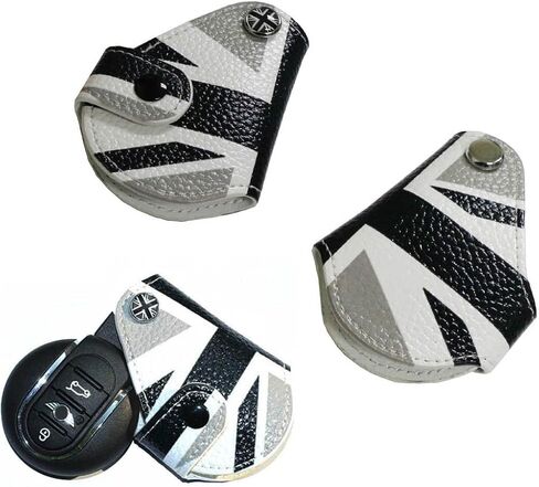 iJDMTOY Black White Union Jack UK Flag Style Key Fob Cover Holder Compatible With 2008-up MINI Cooper R55 R56 R57 R58 R59 R60 R61 F56 in Saudi Arabia